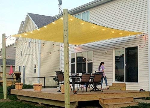 Rectangle Sun Shade Sail Canopy, 6' x 8' Patio Shade Cloth Outdoor Cover - Sunshade Fabric Awning Shelter for Pergola Backyard Garden Carport (Sand)