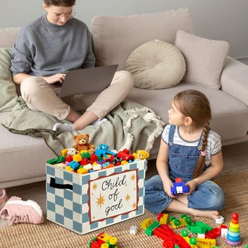 Christian Religious Cheerful Storage Bins Box with Handles Organizer Basket