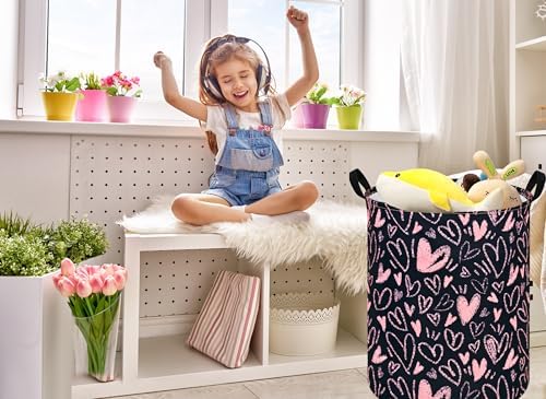 MAIZMZ Girls Room Storage Basket Decor Organizer Bins Kids Hamper Storage Bins Toy Box Women Laundry Basket Large Canvas Collapsible Chest for Home/Dorm/Kitchen/Pet/Office/Closet/Shelf/Gift Baskets