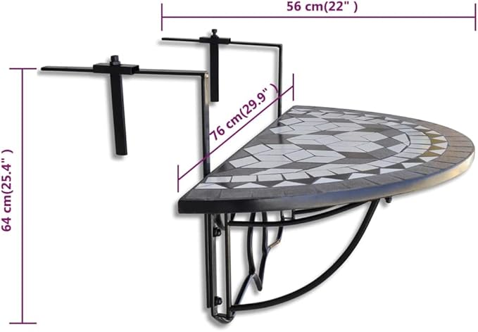 Garden Table Black and White Iron Frame Patio Table