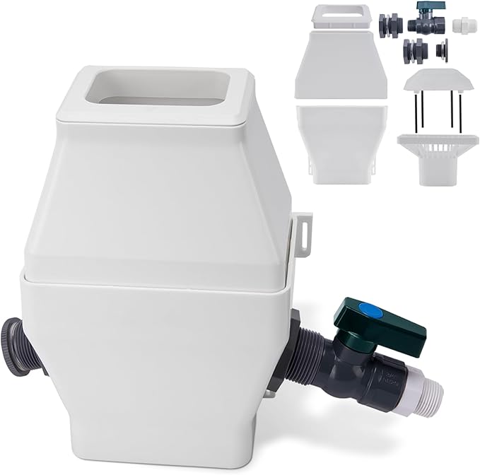 Rainwater Collection System, Rain Diverter for 2x3”and 3x4” Standard Downspouts, with PVC 3/4 Spigot and Filtration, White