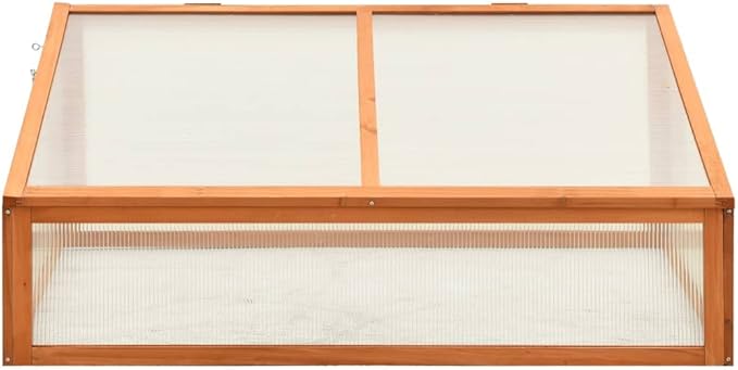 Solid Firwood Garden Portable Wooden Greenhouse, Raised Flower Planter with Open Bottom, Mini Greenhouse Cabinet for Outdoor Indoor Use 39.4"x25.6"x15.7"/Brown