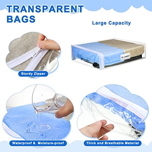 Kenning 20 Pcs Clear Zippered Storage Bags, Sheet, White, 12 x 10 x 4 Inch