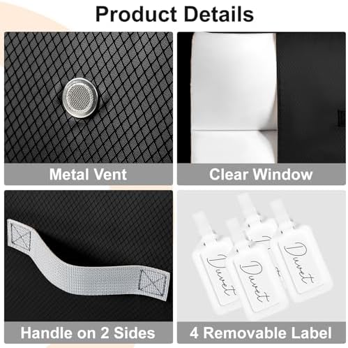 Comforter Storage Bag - Large Capacity Blanket Storage Bags 3-Layer Ultra Space Saving Self Compression Organizer, Washable Bedding Storage Comforter Blanket, 4 Pack, Black