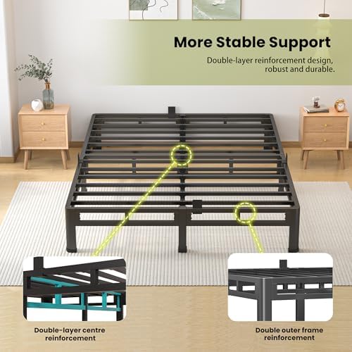 NKZ 2-in-1 Queen Size Metal Platform Bed Frame, 10 Inch Heavy Duty Bed Base