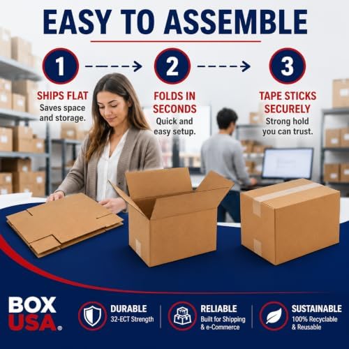 Box USA Shipping Boxes Large 24"L x 16"W x 8"H 20-Pack - Corrugated Cardboard Box for Moving, Mailing, Packing, Packaging and Storage
