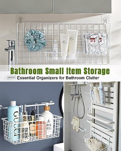 White Wall Grid Panel Hanging Wire Basket, 6 Pack