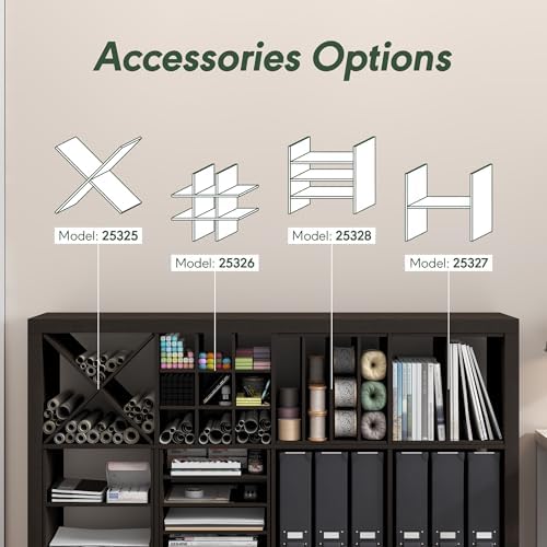 Furinno Cubicle 9-Compartment Cube Insert, Grid Cube Organizer, Dark Oak