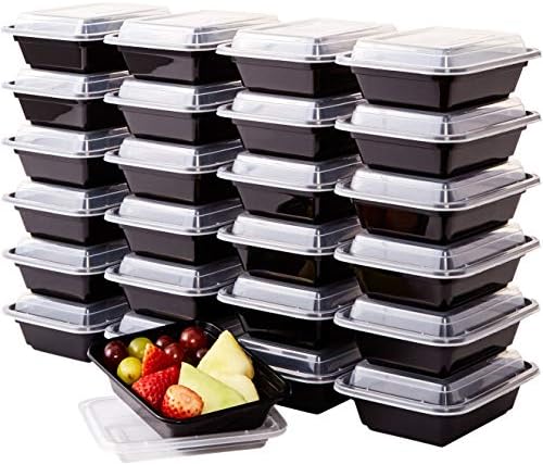 Durable Food Storage Container, Commercial Grade, BPA Free Plastic Containers with Lids, 25ct, Recyclable, Leakproof, Microwavable Portion Container for To-Go Orders, Food Prep and Storage, 12 ounce