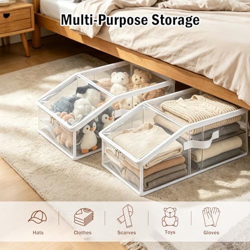 2 Pack Foldable Clear Baseball Cap Storage, Stackable Hat Organizer