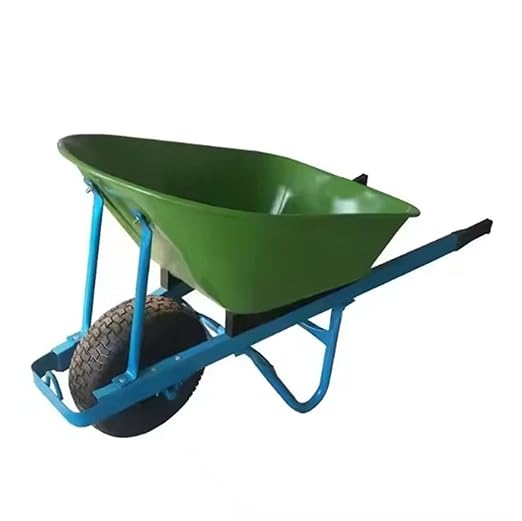 Heavy Duty Steel Garden Wheelbarrow with Wooden Handle, 100L Capacity and 4.00-8 Pneumatic Wheel