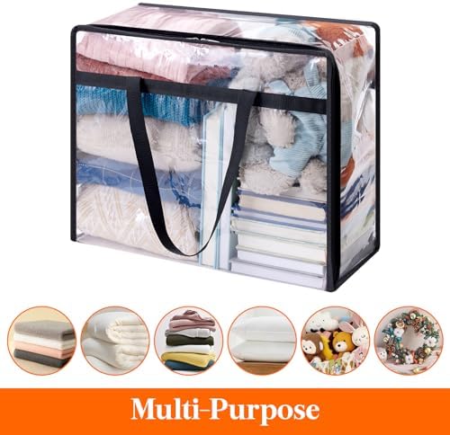 Lifewit 45L Clear Clothes Storage Bags,Plastic Foldable Blanket Storage Bag
