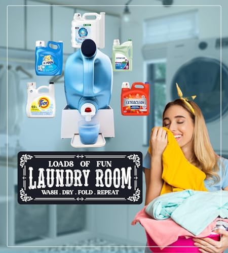 TidyFriend Laundry Detergent Holder with Laundry Room Rug Runner, Detergent Stand for Spill Protection, Non-Slip Runner Mat, and Stylish Room Organizer for Home & Laundry Spaces (Kit)
