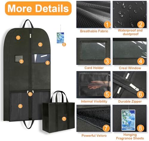 Travel Garment Suit Bag 43" for Hanging Clothes Storage for Men Suits Shirt