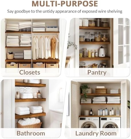 Gashell Wire Shelf Covers, Bamboo Wire Rack Covers for Pantry, Closet (5pcs, 28" W x 12" D)