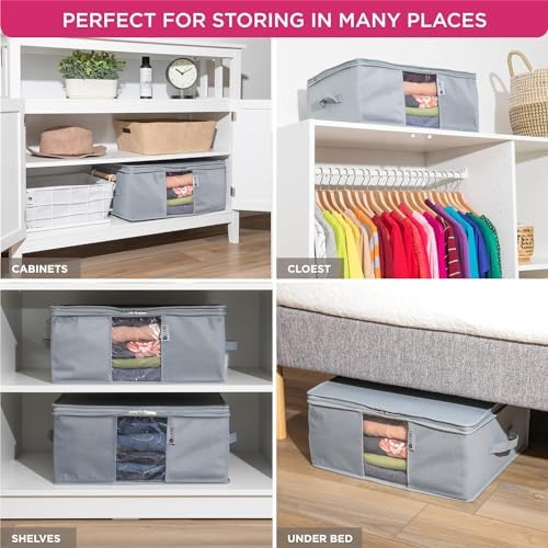 Cedar Clothes Storage Bag Organizer, Protects From Moths, Set of 2, Grey