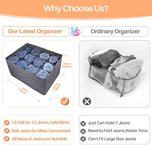 12-Grid Closet Organizers and Storage Bins with Dividers for Clothes,1 Pack