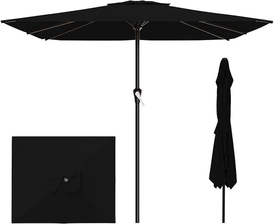AreShark 8' x 10' Rectangle Patio Umbrellas for Outdoor, Outdoor Table Umbrella, Large Outdoor Patio Umbrellas with 8 Sturdy Ribs for Pool, Garden, Market (Black)