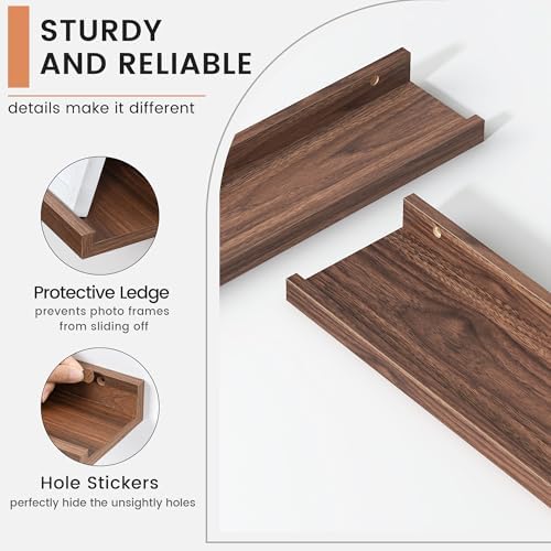 FLYJOE Floating Picture Ledge Shelves for Wall Set of 4, 24 Inch Wall Shelves with Lip Long Large Nursery Book Shelf for Toys Storage Kids Bookshelf Wall Mounted Living Room Bedroom Decor Frames