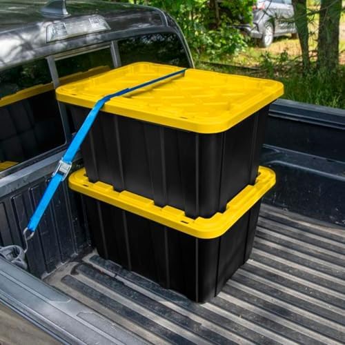 Sterilite Industrial Storage Tote with Lids for Garage, 27 Gallon, 16-Pack