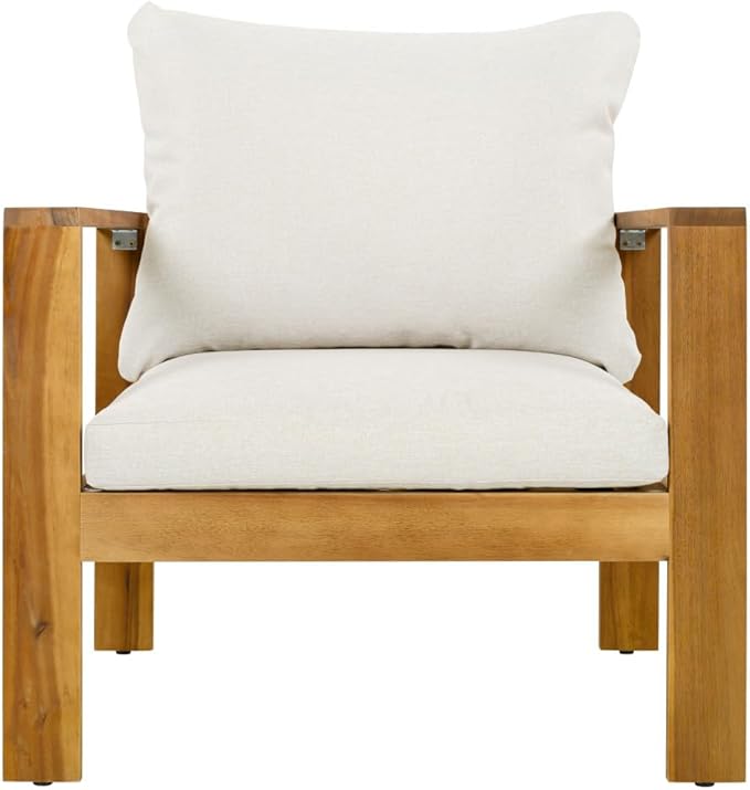Outdoor Patio Single Chair with Cushions for Backyard Relaxation and Garden Seating