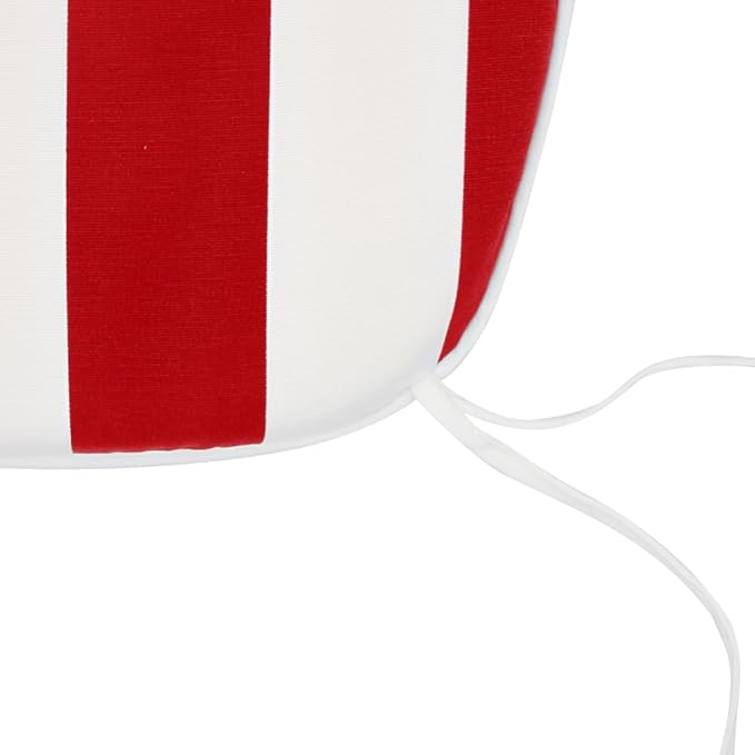 SleepMan Outdoor 17"x16" Chair Cushions with Ties Set of 2, Water Resistant All Weather U-Shape Seat Pads for Patio Garden Furniture Indoor Fade Resistant Patio Cushions (Red Stripe)