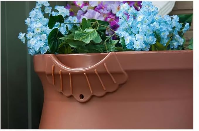Rain Wizard Decorative Urn Rain Barrel, Durable polyethylene Resin, with Brass Spigot, Flat-Back Design,Perfect for Gardening Any Home (Terra Cotta, 50 Gallon)
