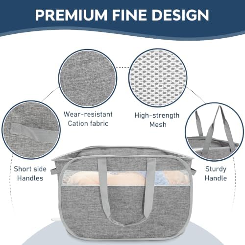 100L Collapsible Laundry Baskets, Foldable Dual Handles Laundry Hamper Grey | Lightweight, Easy to Carry, Up and Downstairs, Tear-Proof, Space-saving, for Laundry Room, Bedroom, Bathroom, Travel, Dorm