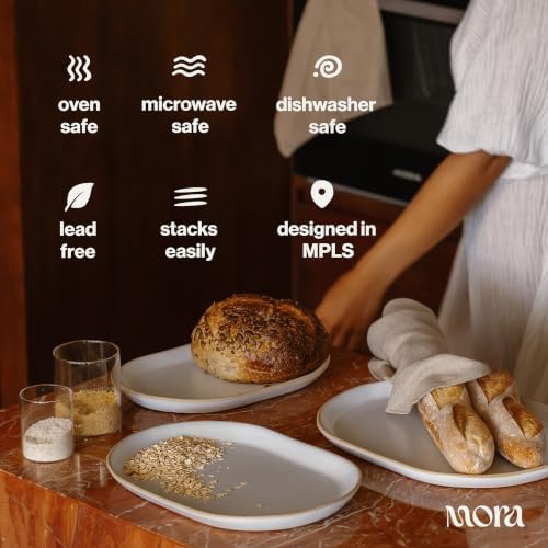 Mora Ceramic Decorative Tray - 10.6in Dish for Jewelry, Soap Dispenser, Perfume, Makeup, Accessories, Candle, in the Bathroom Vanity, Bedside, or Kitchen Counter. Cute Organizers - Sky