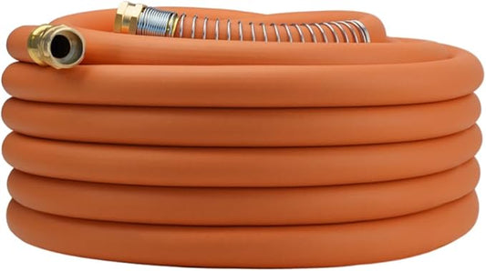 Wiseflow Garden Hose 75FT x 3/4", Heavy Duty Rubber Hose, Water Hose with Five Layered Braiding, Male Female Fittings, 1000PSI Burst, 300PSI Working for Yard, Car Wash, Pets (Orange)