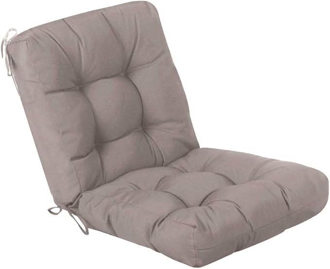 QILLOWAY Outdoor Chair Cushion for Patio Furniture, Waterproof Patio Cushions with Ties, Fade Resistant Replacement Pads for Outdoor Rocking Chairs,Tan,Grey