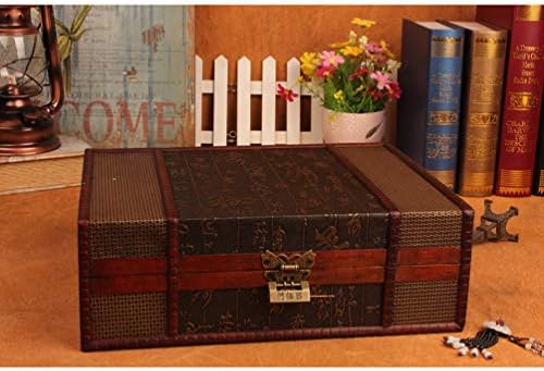 Cabilock Vintage Wooden Storage Box Large Desktop Book Storage Box for Documents Jewelry Postcards Sundries Home Decor 12.59 X 9.25 X 4.52 in