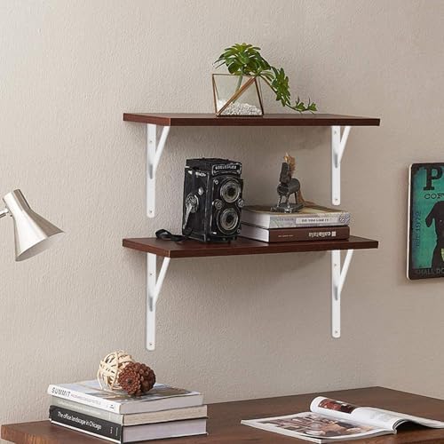 2 Pack L18 x H 12" White Heavy Duty Shelf Brackets with Screws Metal Shelf Brackets Shelf Support Angle Brackets for Shelves L Brackets Heavy Duty Floating Shelf