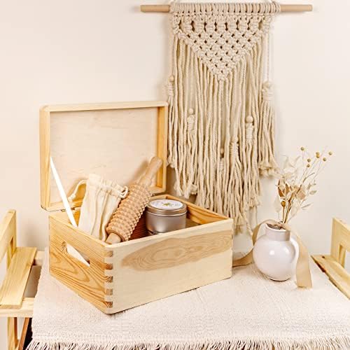 Creative Deco Large Wooden Storage Box with Hinged Lid