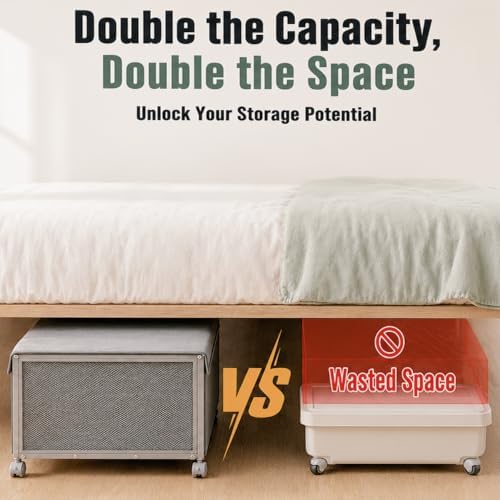 Fokyfok 2Pack Under Bed Storage Containers,12 inch Height,31 inch Long