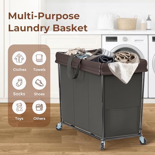Large Laundry Hamper with Wheels, 320L Rolling Laundry Basket with Wheels