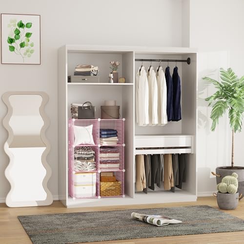C&AHOME Wire Cube Storage, 6 - Cube Organizer Metal C Grids, Units, Pink