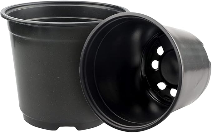 KINGLAKE 50 Pcs 6" Plastic Plants Nursery Seedlings Pots Flower Plant Container Seed Starting Pots Matte Black