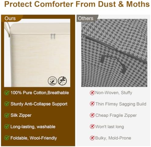 Higher Cotton and Linen Canvas Storage Bags with Reinforced Handles 2 Pack