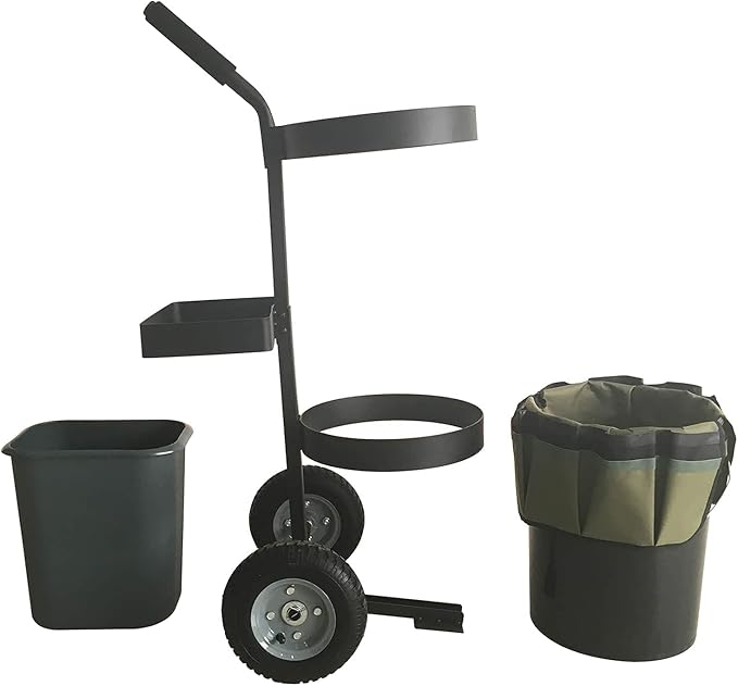 Heavy Duty Garden Lawn Wheeled Cart Trolley Mobile Gardening Rolling Transport Storage Steel Yard Caddy with 5 Gallon Bucket