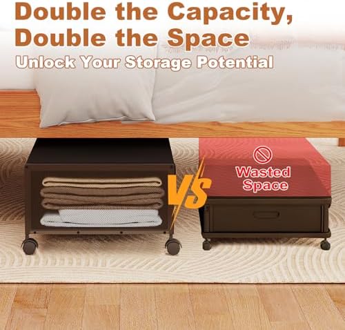 Fokyfok 2Pack Under Bed Storage Containers, 10 inch Height,31 inch Long
