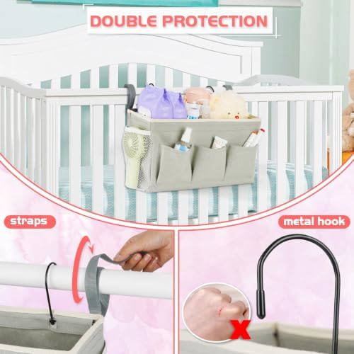 Bedside Caddy, Bedside Storage Bag Hanging Organizer for Bunk Dorm Bed Rail | Bed Caddy with Hooks, Top Bunks and Dorm Essentials for Water, Tissues, Tablets, Books, Phones, Remotes and Other Necessories