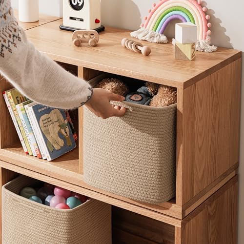 joybest 11inch Cube Storage Bins, Cotton Rope Woven Organizer Basket