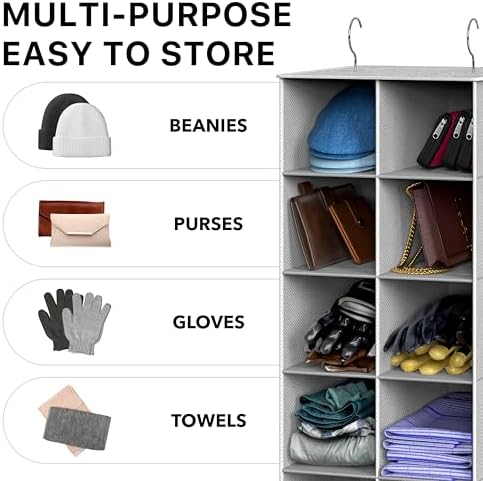 Simple Houseware 20 Section Shelves Hanging Shoes Organizer, Gray | Dual Metal Hooks, 10 Tier, Holds Up to 20 lbs, for Narrow Space