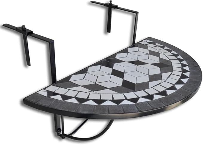 Garden Table Black and White Iron Frame Patio Table