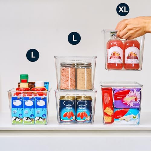 theaoo Large Clear Storage Bins with Lids, Stackable Containers, 6 Pack