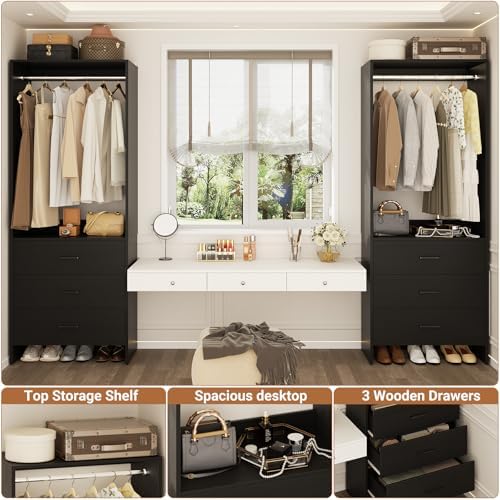 Aheaplus Closet System Closet Organizer, 4FT Closets, Set of 2，Black