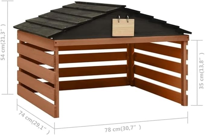 Pemberly Row Wooden Lawn Mower Garage, 27.6 x 30.7 x 21.3 in, Black/Brown Finish, Weatherproof Firwood Construction, Rustic Outdoor Storage Shed for Garden Equipment
