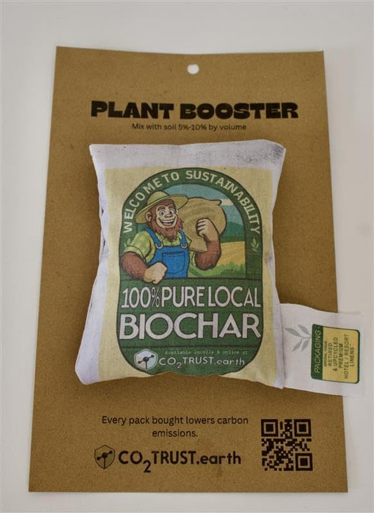 Premium Biochar Soil Amendment - Lab Tested - Upcycled Linen Bag - High Carbon Content 80% - Garden, Lawns & Farm Ready - 5 oz