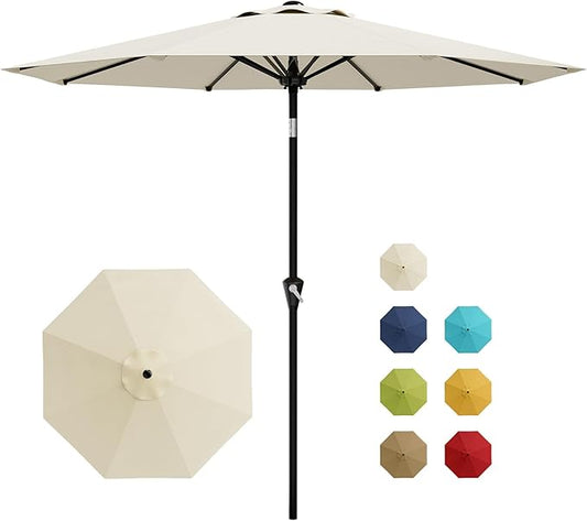 Garvee 10FT Patio Umbrella - Outdoor Table Umbrella with Smooth Crank Lift, Push Button Tilt and 8 Sturdy Ribs - Market Umbrella UV Protection Waterproof for Pool, Deck, Yard, Garden (Beige)